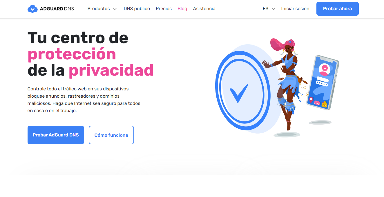 Captura de pantalla que muestra el bot&oacute;n AdGuard DNS.