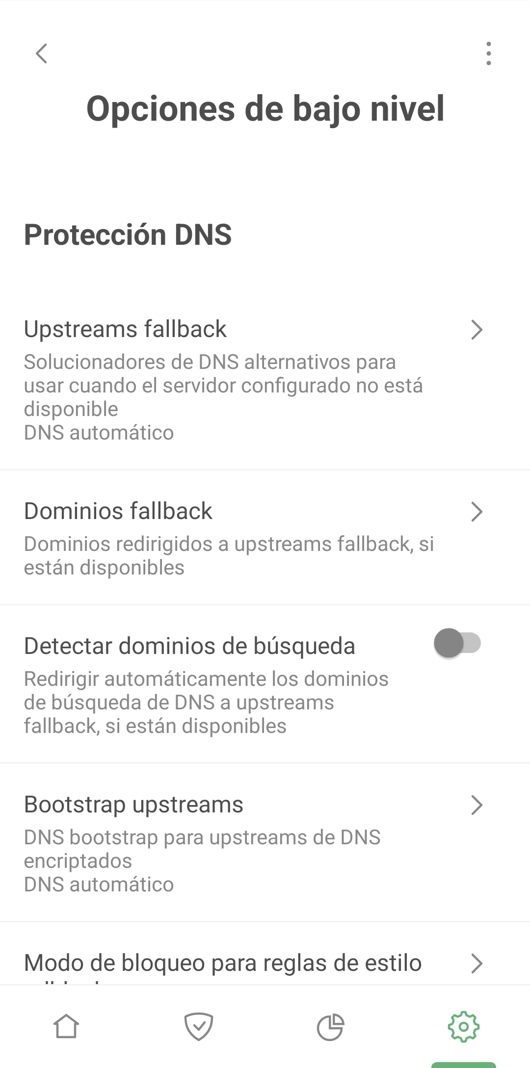 Nueva pantalla de configuraci&oacute;n de bajo nivel