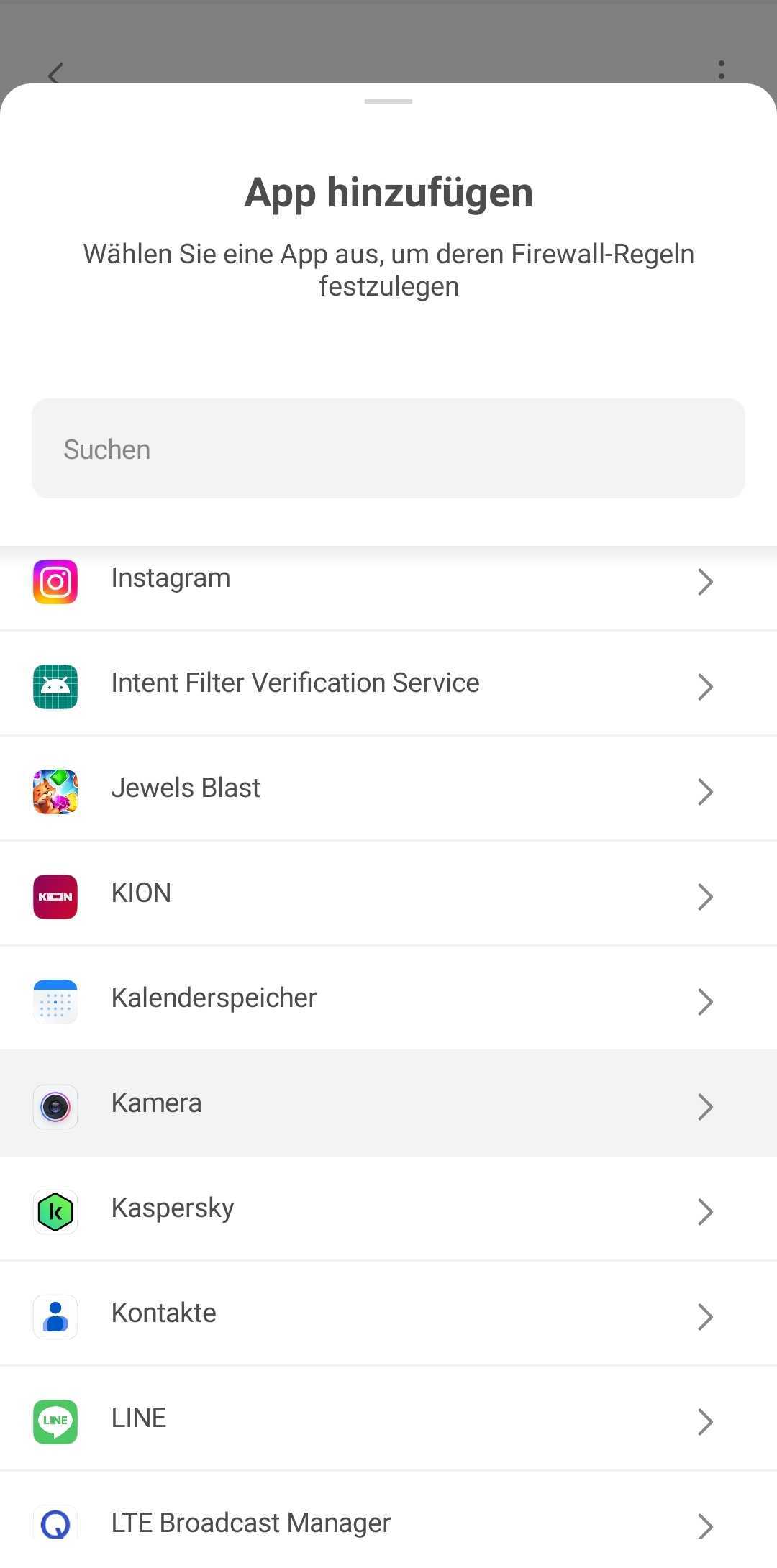 Das Hinzuf&uuml;gen einer App zu benutzerdefinierten Firewall-Regeln *mobile_border