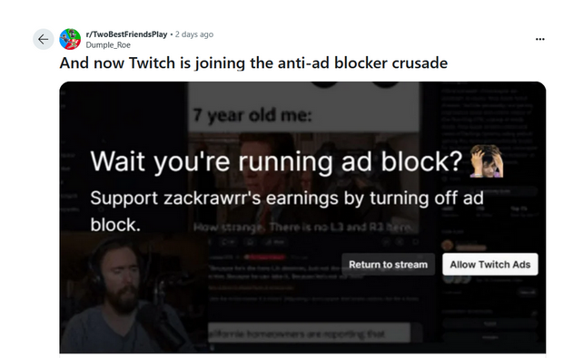 Twitch-Anti-Adblock: zweites Beispiel