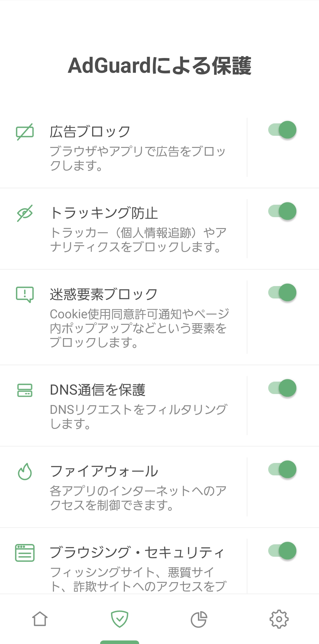 「AdGuard による保護」画面 *mobile_border