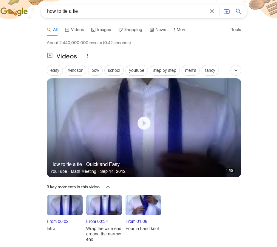 Google dice c&oacute;mo anudar una corbata