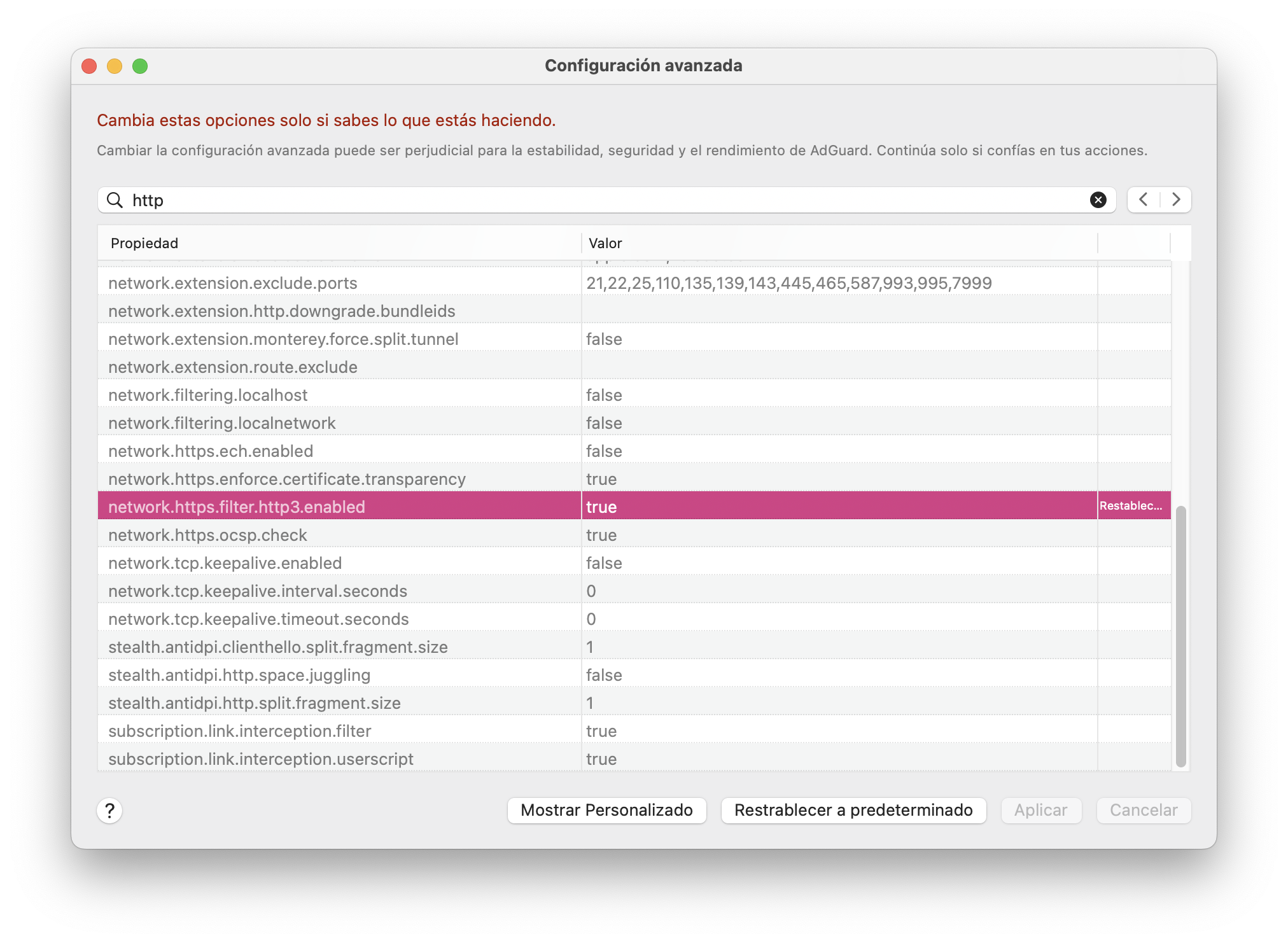 Compatibilidad HTTP/3 *mobile border