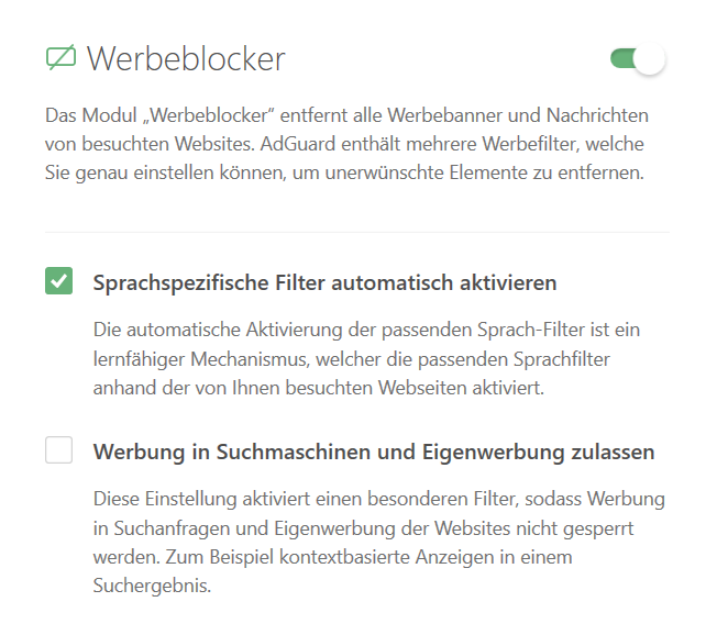AdGuard-Einstellungen