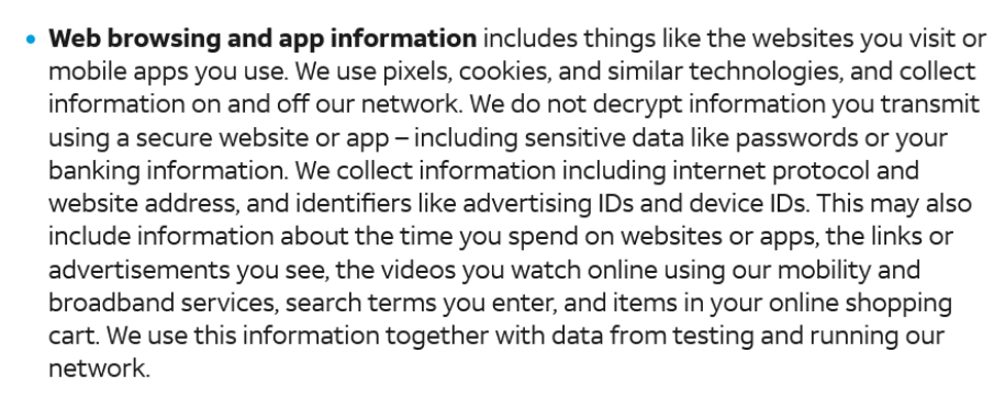 Pol&iacute;tica de privacidad de AT&T