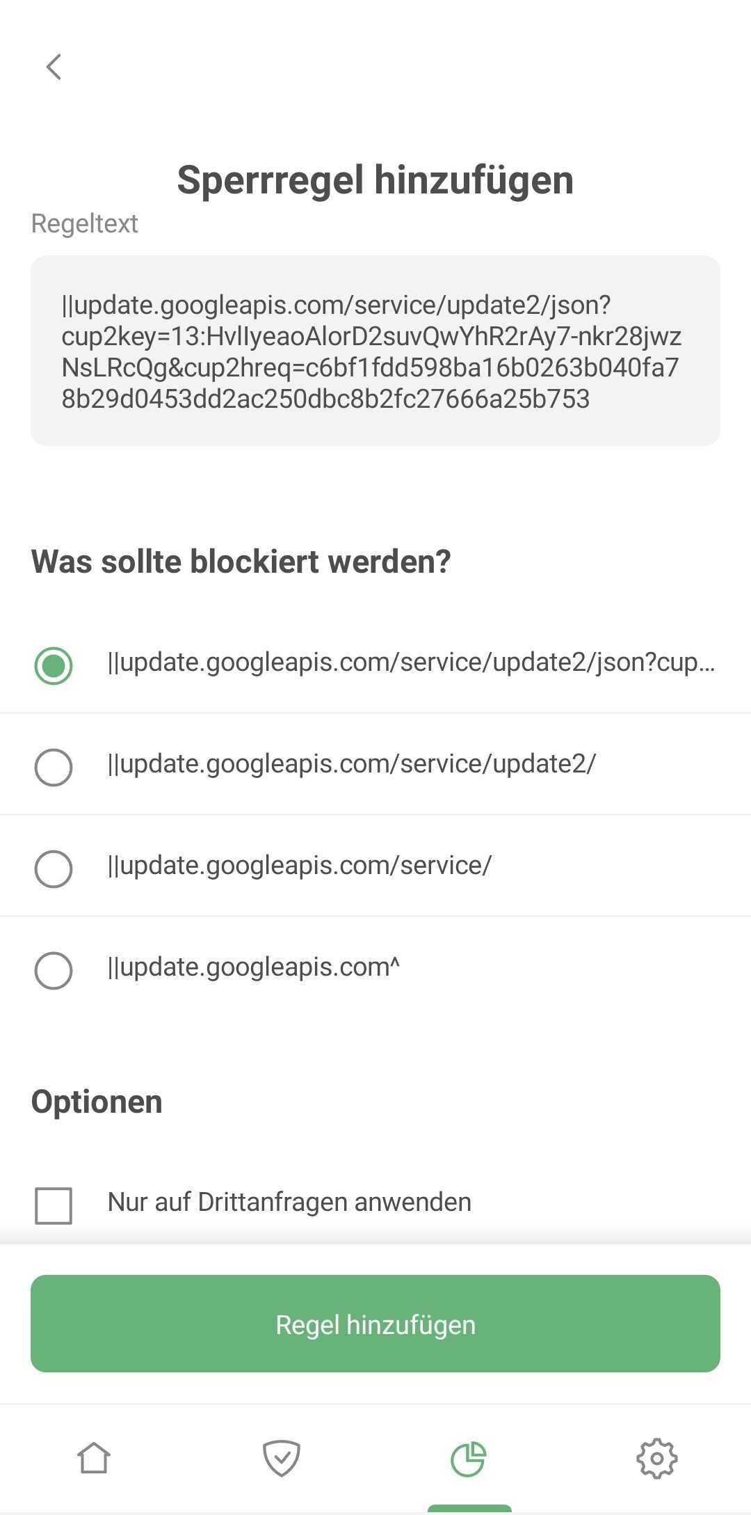 Hinzuf&uuml;gen einer Regel aus Anfrageparametern *mobile_border