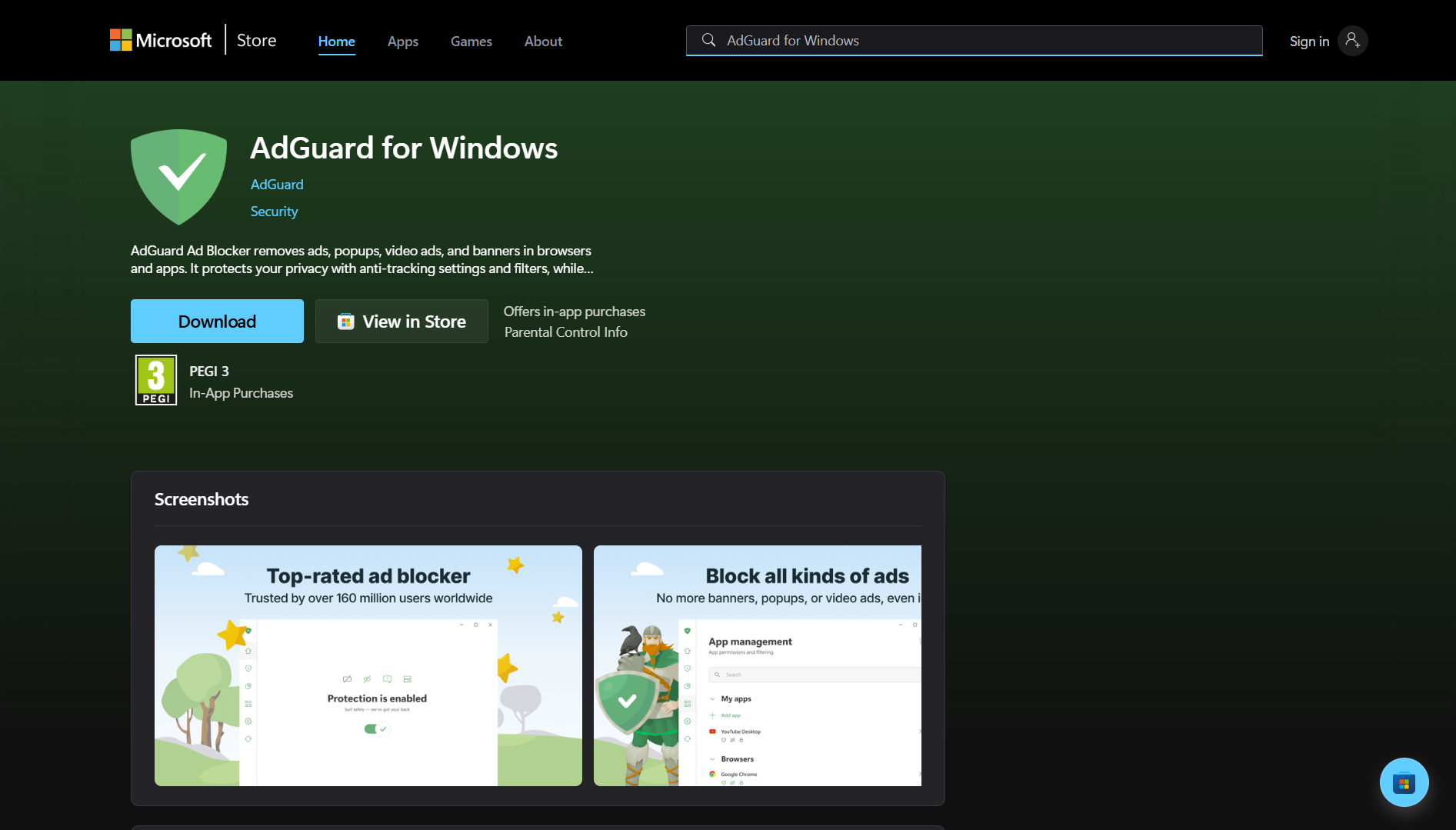AdGuard Windows 版在 Microsoft 商店伤