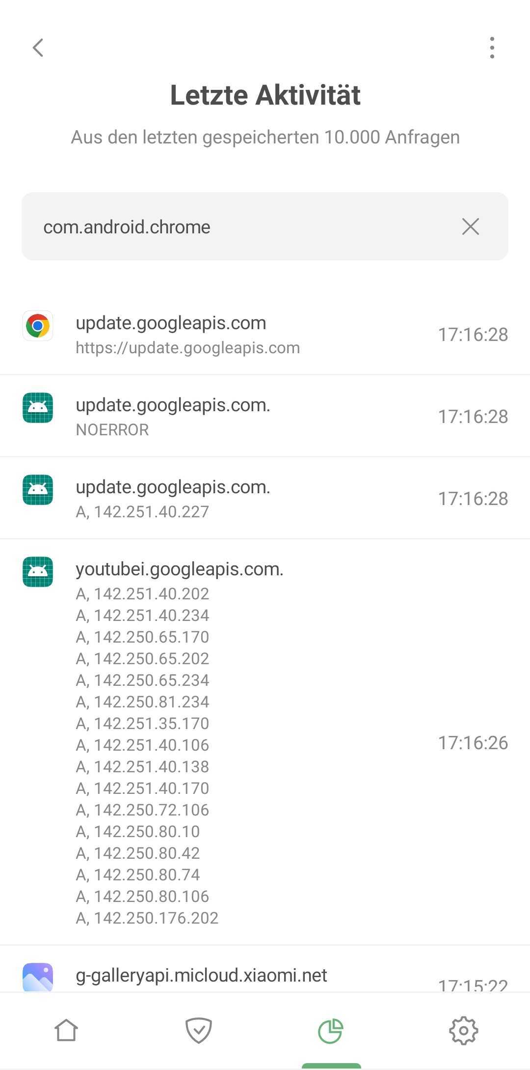 Letzte Aktivit&auml;t von Chrome *mobile_border