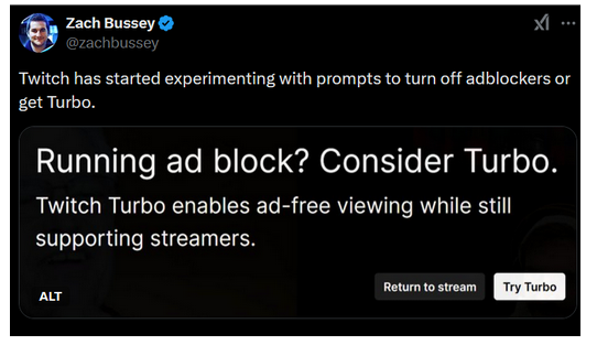 Twitch-Anti-Adblock: erstes Beispiel