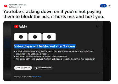 Youtubes Anti-Adblock in Aktion