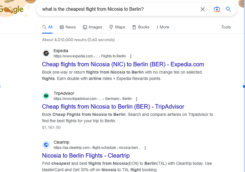 Google no encuentra el vuelo m&aacute;s barato