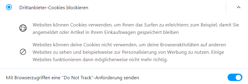 Opera: Drittanbieter-Cookies blockieren