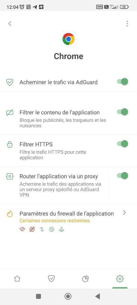 Gestion des applications : Chrome *mobile_border