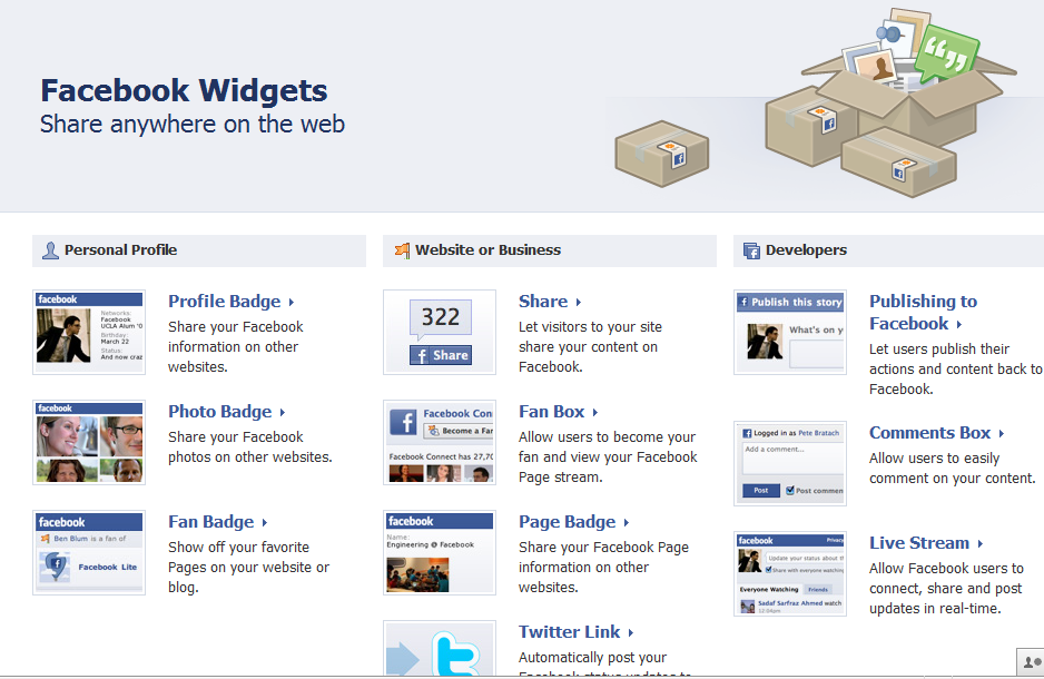 Facebook widgets