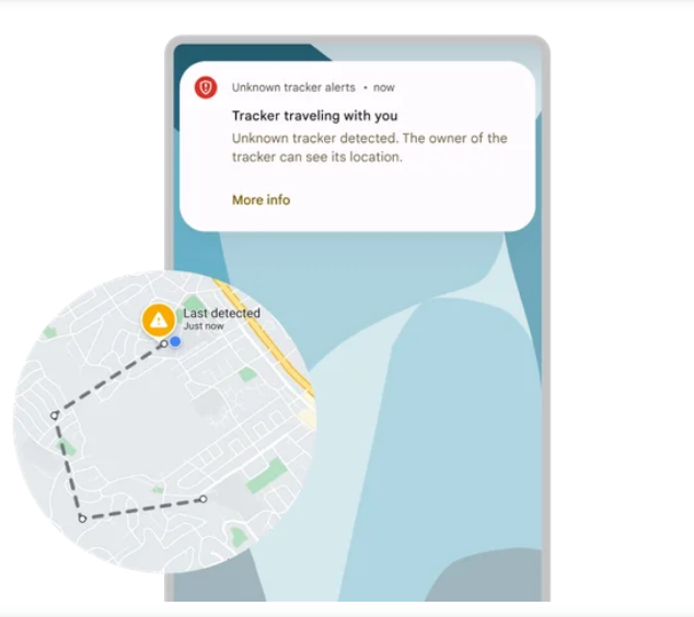 Um exemplo de alerta recebido por um usu&aacute;rio de Android se um AirTag desconhecido o estiver rastreando