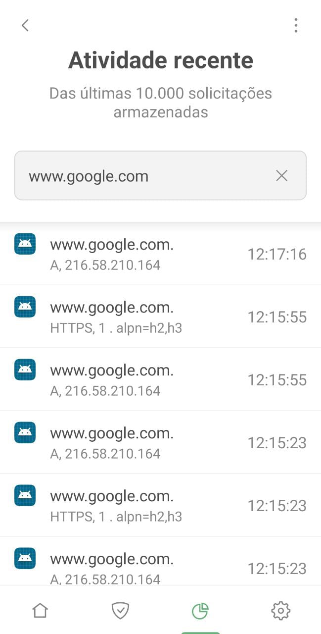 Atividade recente de um website *mobile_border