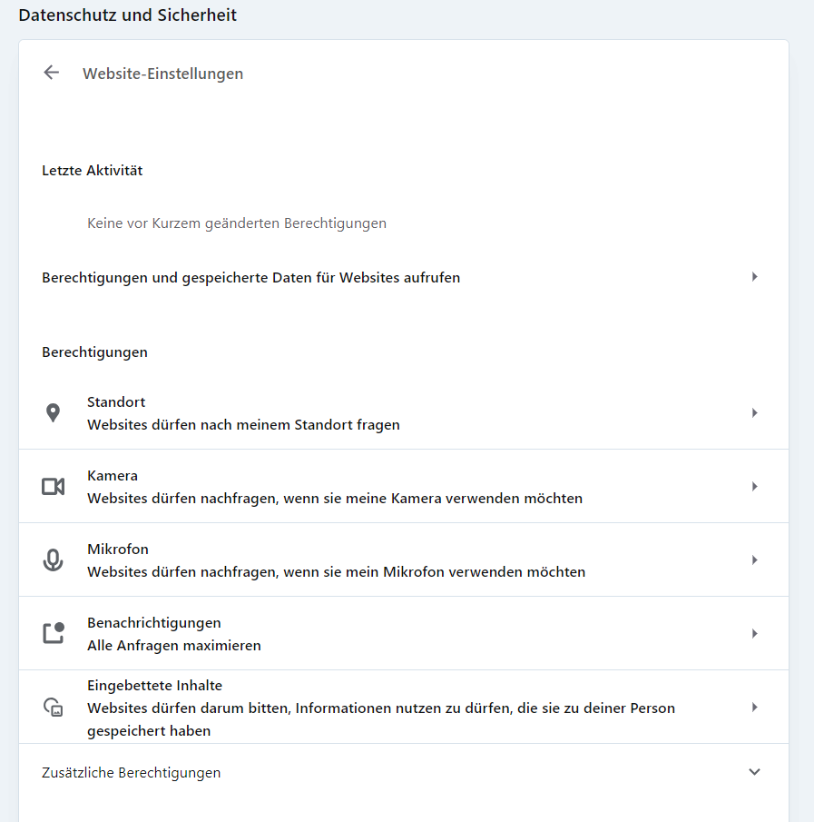 Opera: Berechtigungen