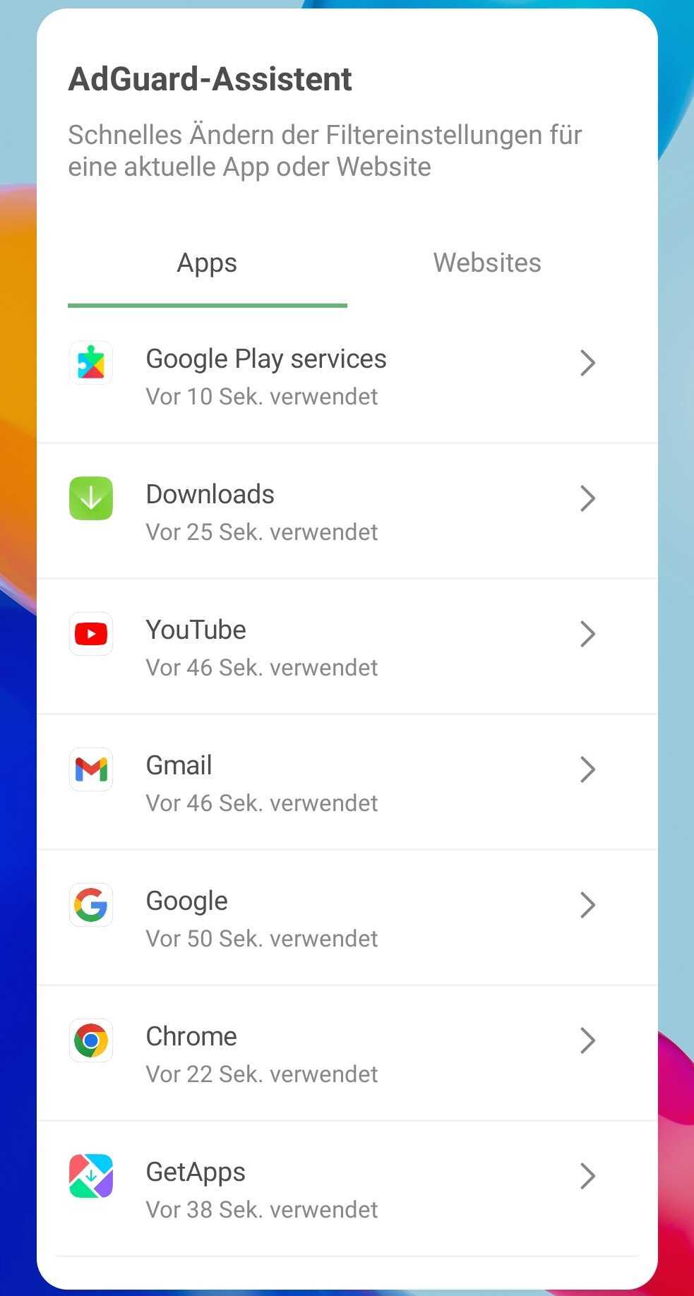 Assistent: Angezeigte Apps *mobile_border