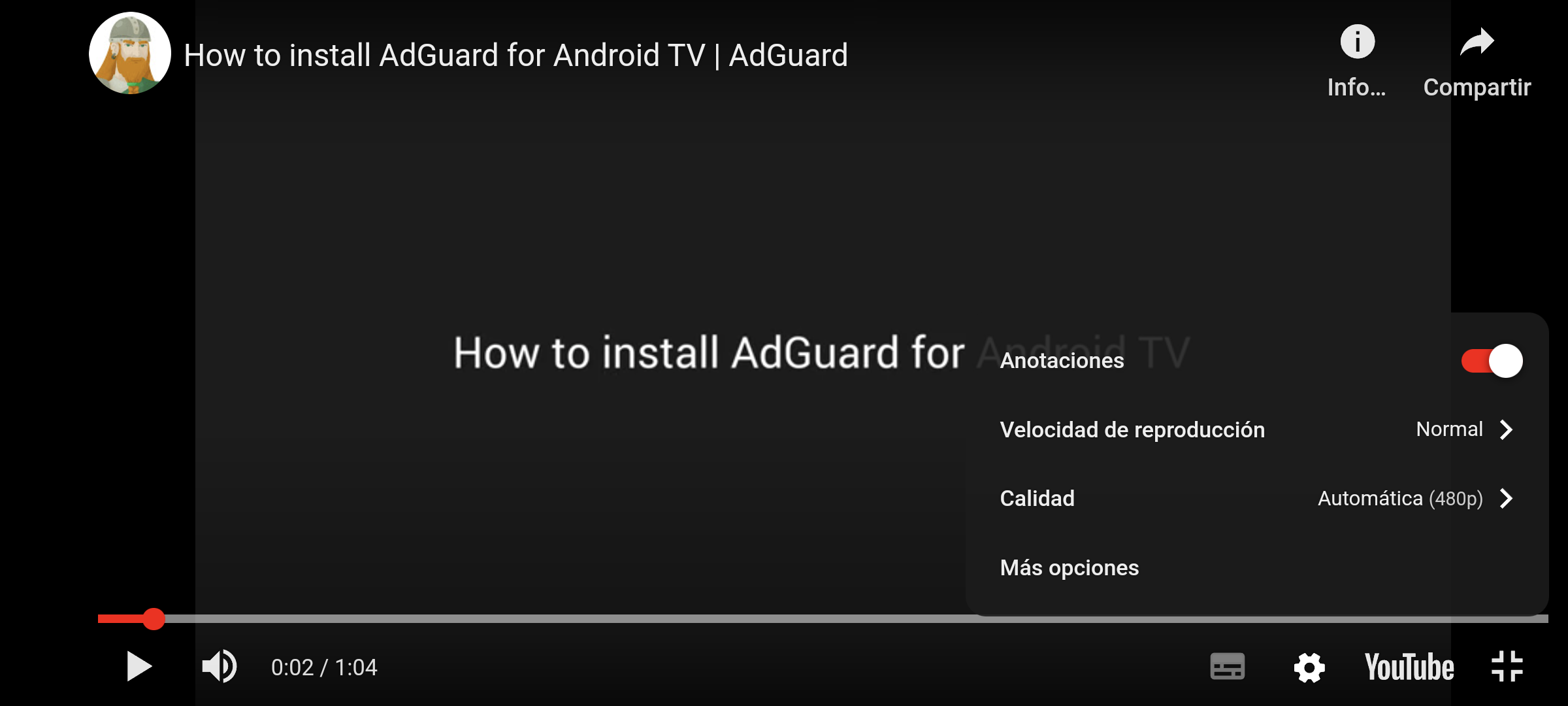 Configuraciones de video del reproductor de AG