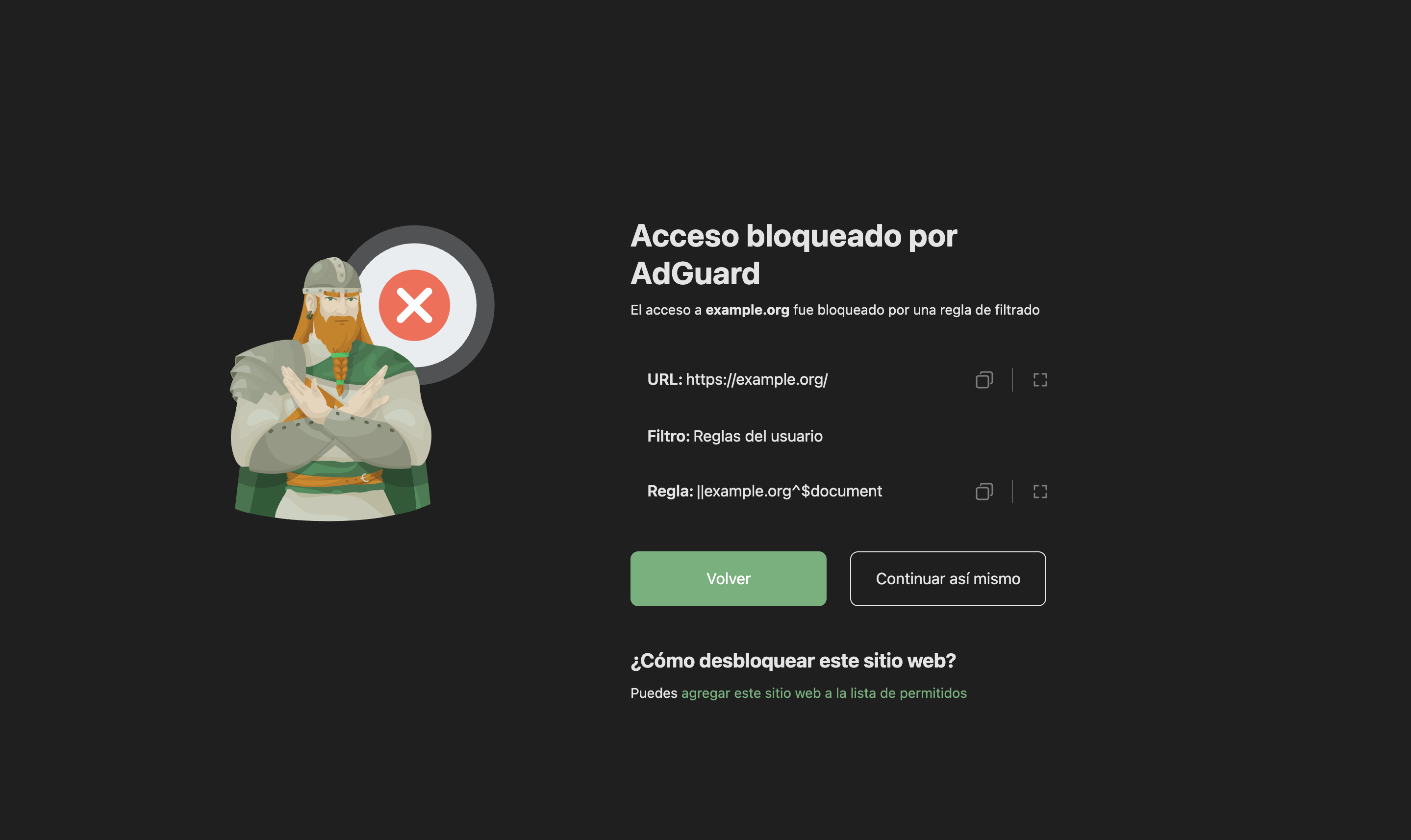 P&aacute;gina de bloqueo