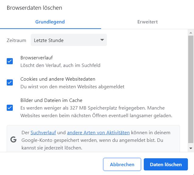 Die Google-Datenschutzeinstellungen erm&ouml;glichen das L&ouml;schen des Browserverlaufs