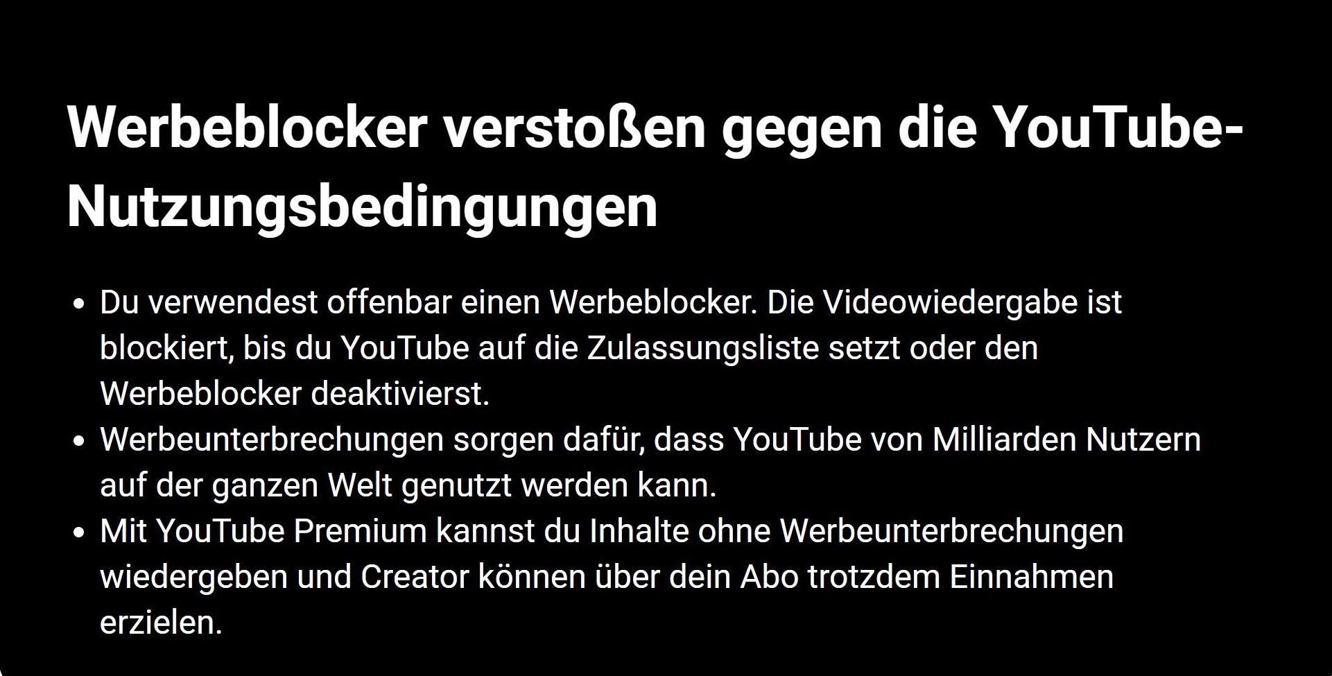 Warnung auf YouTube *mobile border