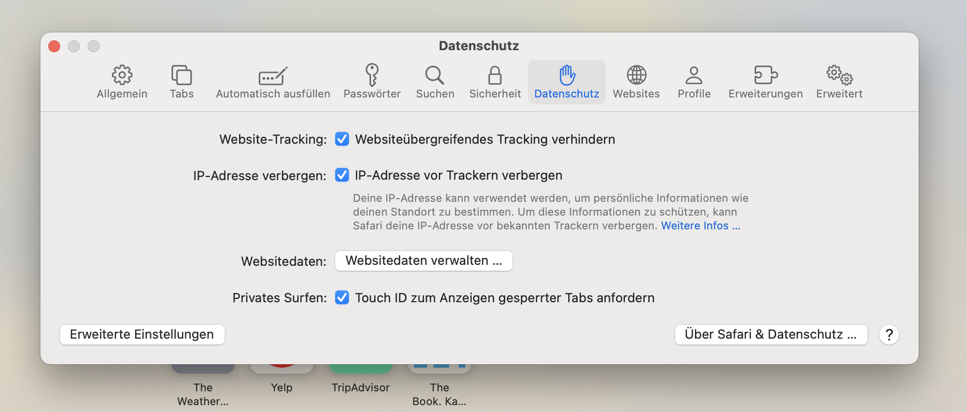 Safari: Datenschutz