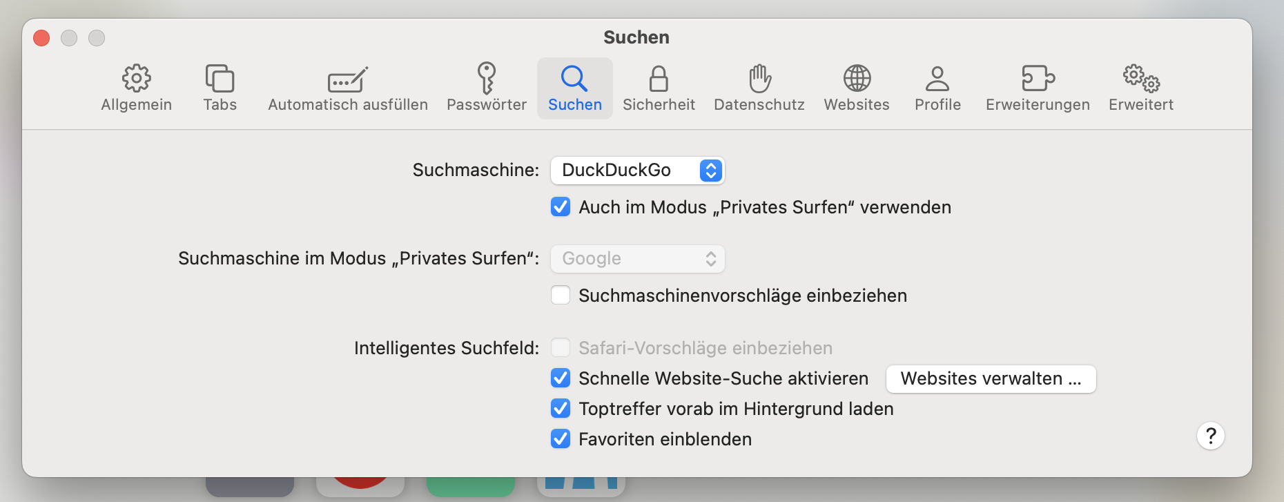 Safari: Suchmaschine