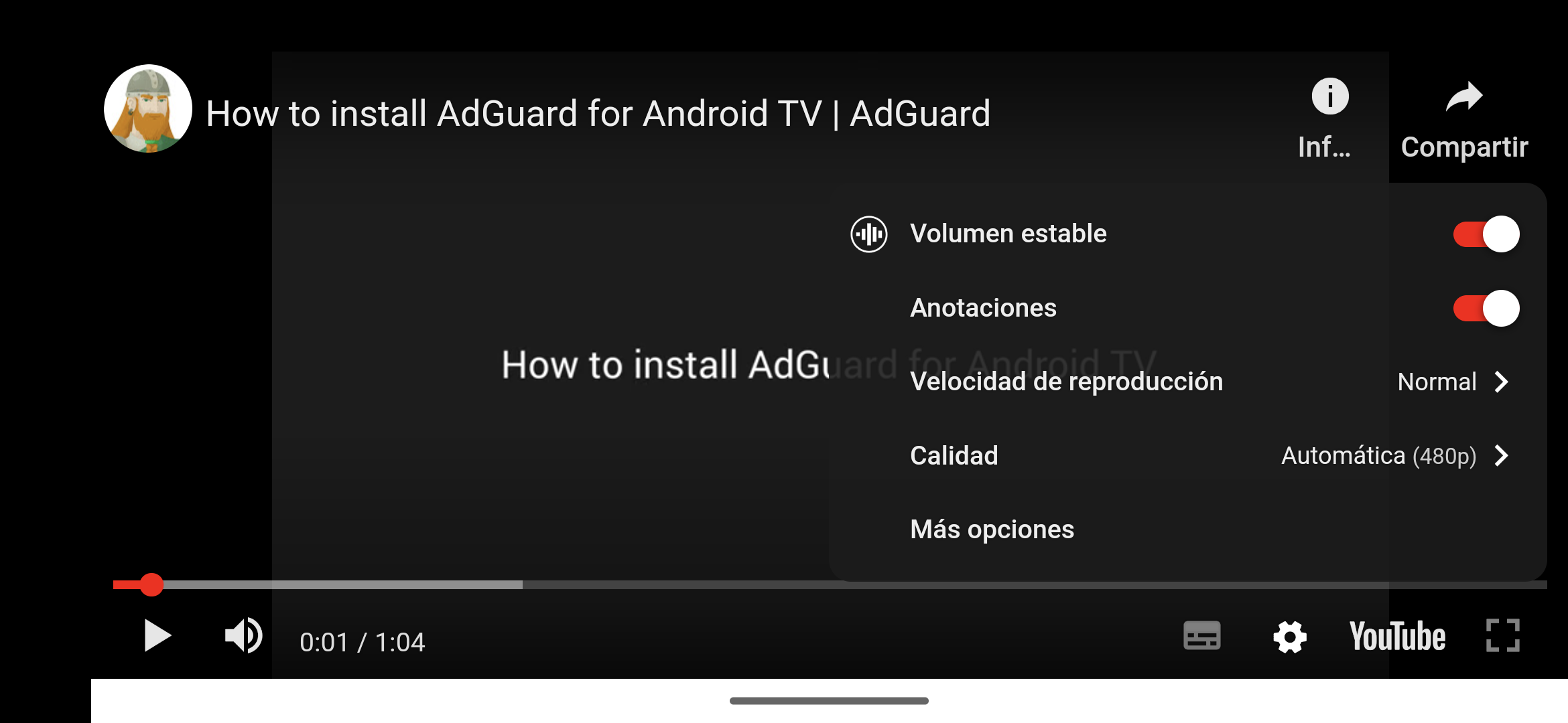 Configuraci&oacute;n del reproductor de v&iacute;deo AG