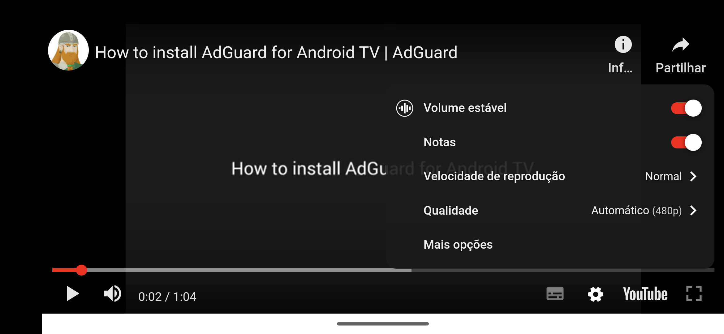 Configura&ccedil;&otilde;es de v&iacute;deo do player do AG