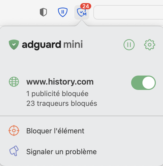 Fen&ecirc;tre contextuelle Safari