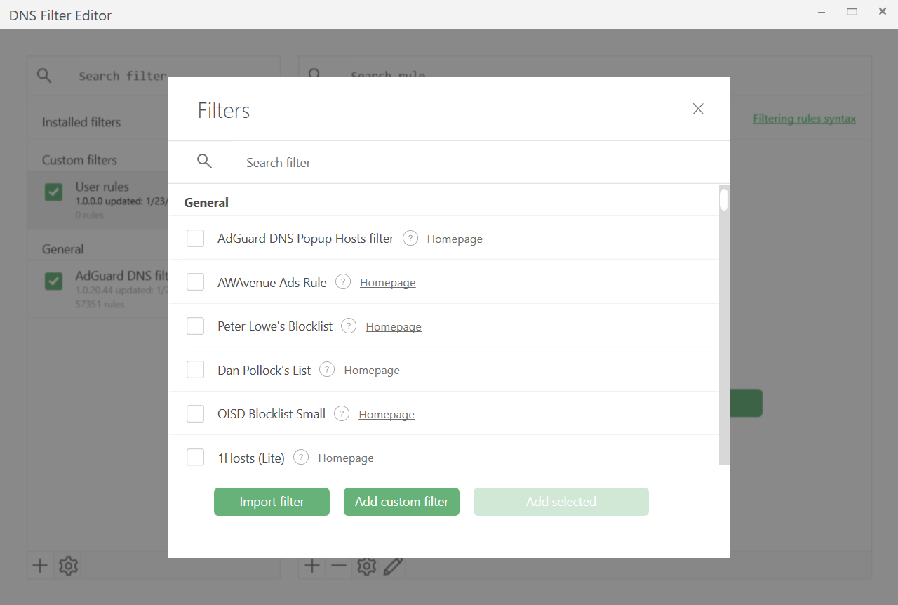 DNS filters *border