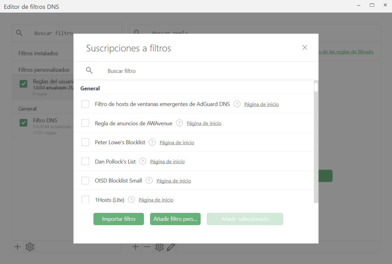 Filtros DNS *border