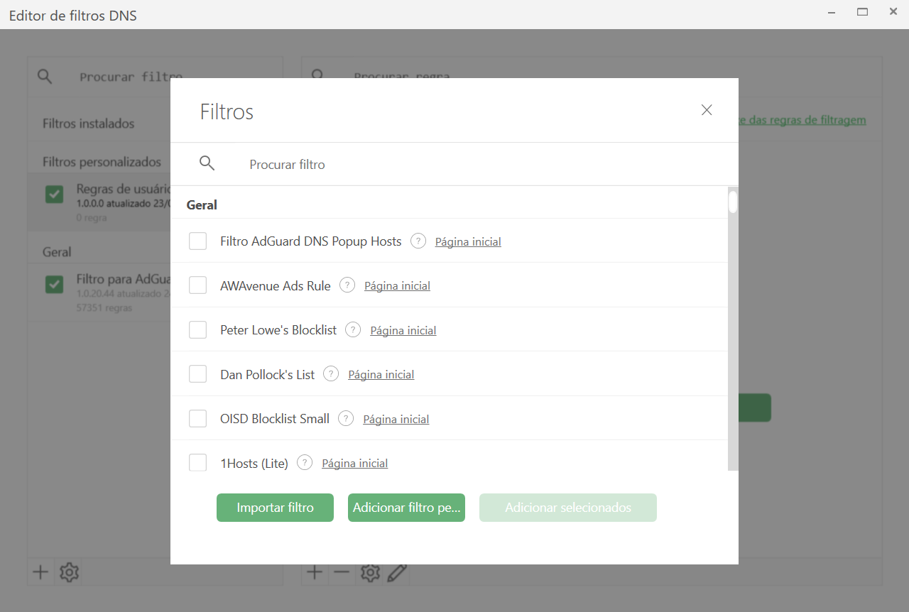 Filtros de DNS *border