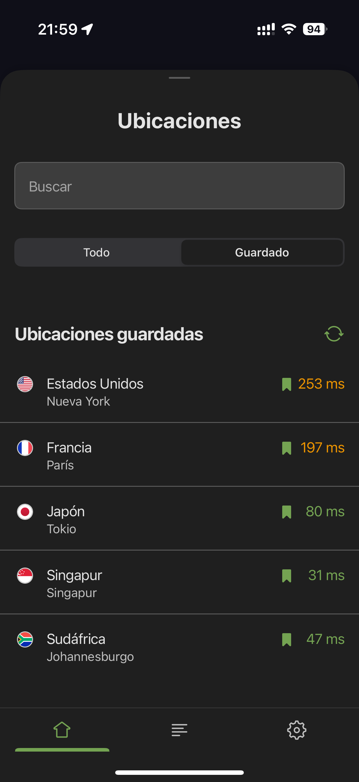 Ubicaciones guardadas *mobile